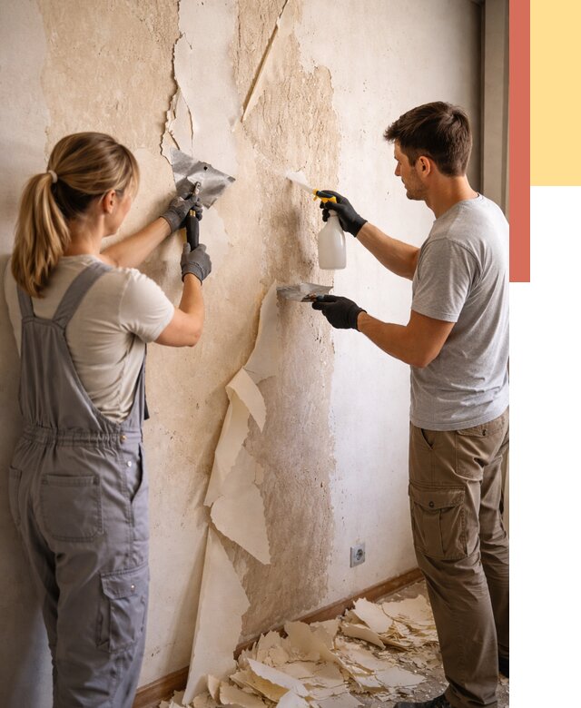 Снятие старых обоев в Вичуге от 5333 руб. под ключ недорого | ОТДЕЛОЧНИК-Вчг