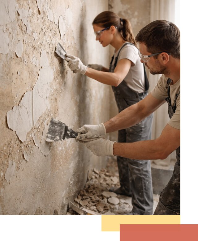 Снятие старой шпаклевки и подготовка поверхностей в Вичуге