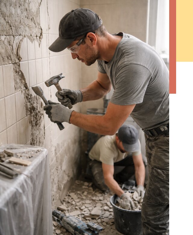 Демонтаж плитки со стен в Вичуге от 864 руб. — быстро и недорого | ОТДЕЛОЧНИК-Вчг