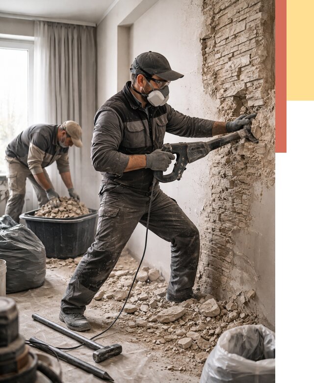 Демонтаж декоративного камня в Вичуге от 1473 руб/м² — быстро и недорого | ОТДЕЛОЧНИК-Вчг