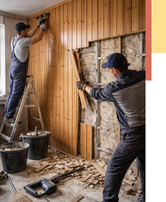 Демонтаж вагонки со стен в Вичуге от 1473 руб. — снятие, удаление, срочно | ОТДЕЛОЧНИК-Вчг