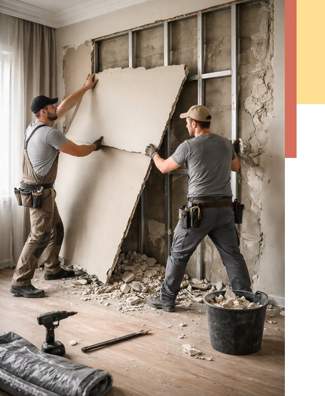 Демонтаж гипсокартона со стен в Вичуге от 356 руб. — услуги демонтажа | ОТДЕЛОЧНИК-Вчг