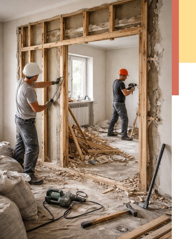 Демонтаж деревянных перегородок в Вичуге от 3251 руб. — быстро и недорого | ОТДЕЛОЧНИК-Вчг