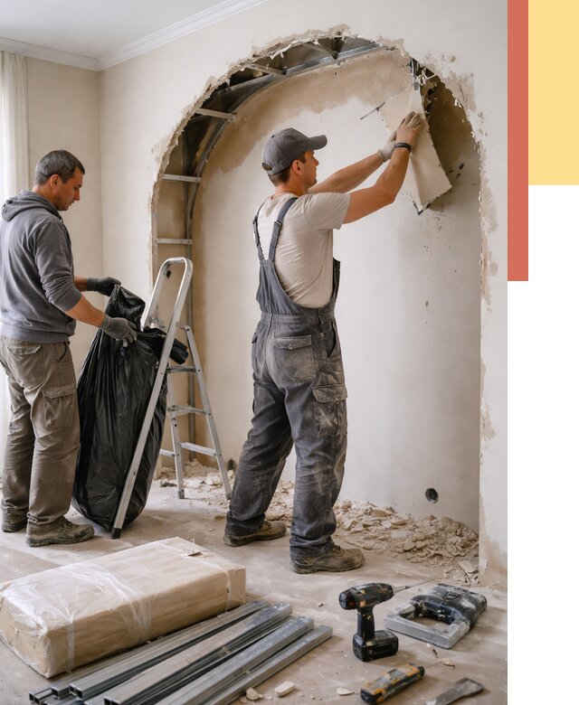 Демонтаж арки из гипсокартона в Вичуге от 3556 руб. — услуги под ключ | ОТДЕЛОЧНИК-Вчг