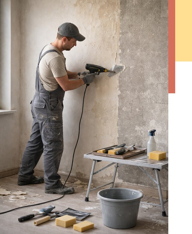 Очистка стен от клея в Вичуге от 1879 руб. — снятие и удаление клея со стен | ОТДЕЛОЧНИК-Вчг