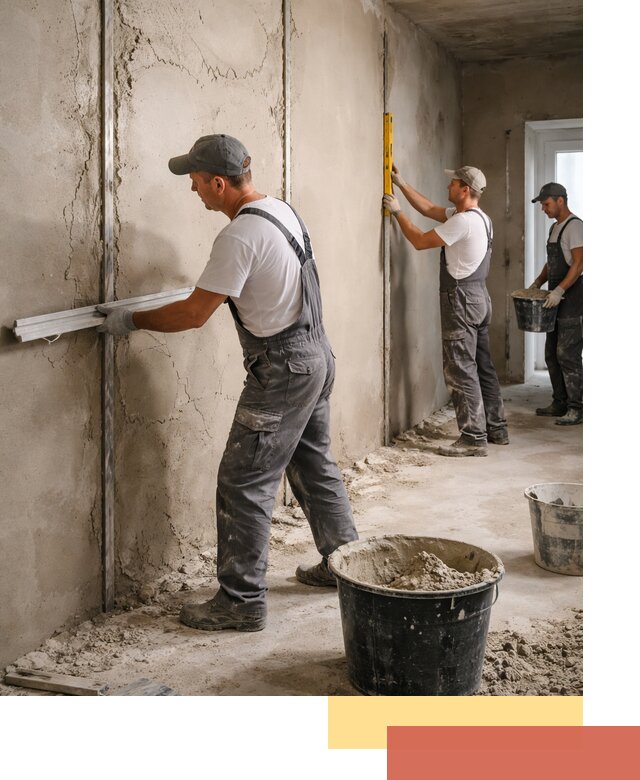 Штукатурка стен по маякам в Вичуге — точная и ровная поверхность