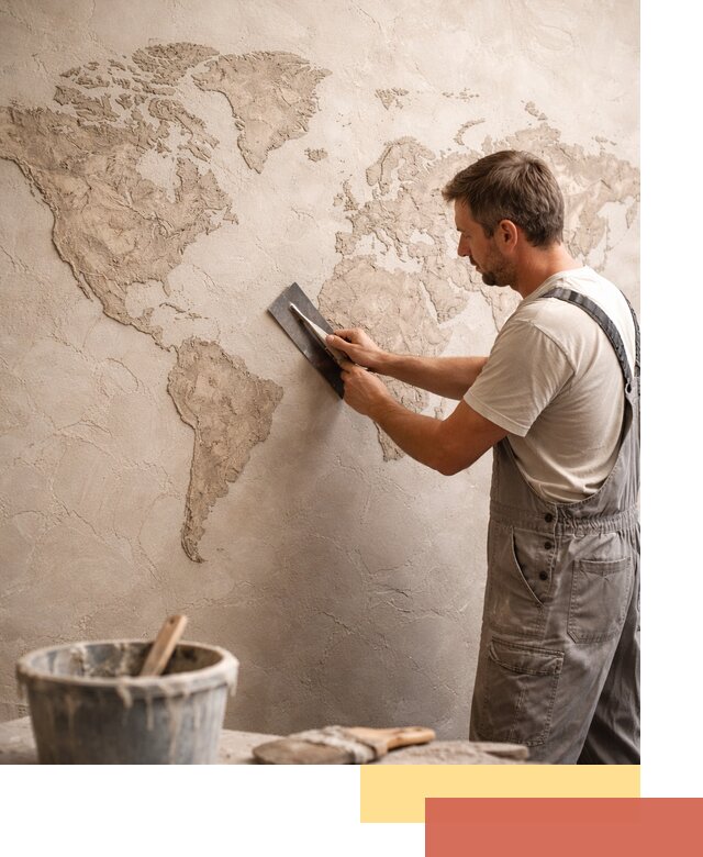 Декоративная штукатурка «Карта мира» под ключ в Вичуге