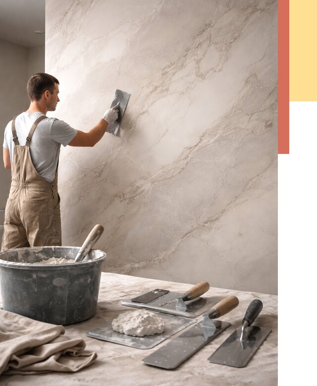 Декоративная штукатурка под мрамор в Вичуге от 2845 руб./м² — быстро и недорого | ОТДЕЛОЧНИК-Вчг