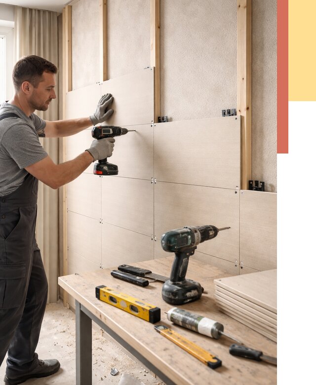 Монтаж МДФ панелей на стены в Вичуге от 1270 руб. под ключ | ОТДЕЛОЧНИК-Вчг