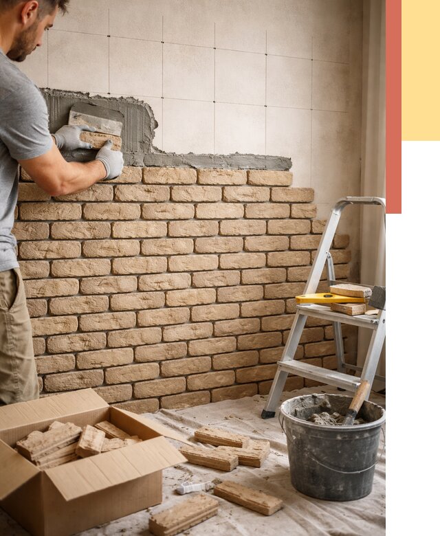 Монтаж декоративного кирпича в Вичуге от 3251 руб./м² — быстро и недорого | ОТДЕЛОЧНИК-Вчг