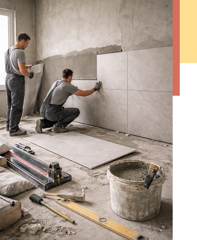 Облицовка стен керамогранитом в Вичуге от 4267 руб./м² — услуги под ключ | ОТДЕЛОЧНИК-Вчг