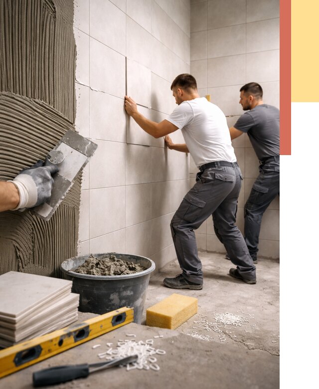 Укладка плитки на стены в Вичуге от 864 руб. — качественно и недорого | ОТДЕЛОЧНИК-Вчг