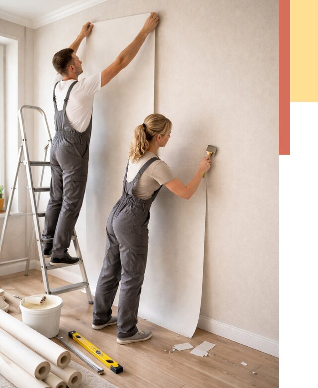 Поклейка флизелиновых обоев в Вичуге от 6095 руб. | Быстро и недорого — ОТДЕЛОЧНИК-Вчг