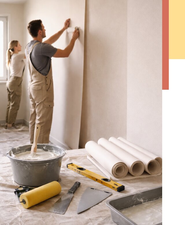 Поклейка бумажных обоев в Вичуге от 5587 руб./м2 — быстро и недорого | ОТДЕЛОЧНИК-Вчг