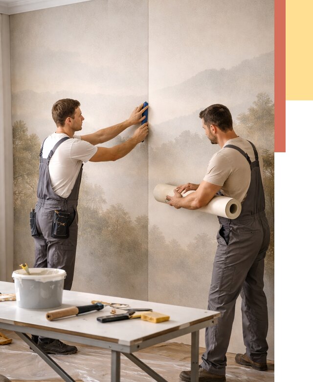 Поклейка фотообоев в Вичуге от 8635 руб/м² — быстро и недорого | ОТДЕЛОЧНИК-Вчг