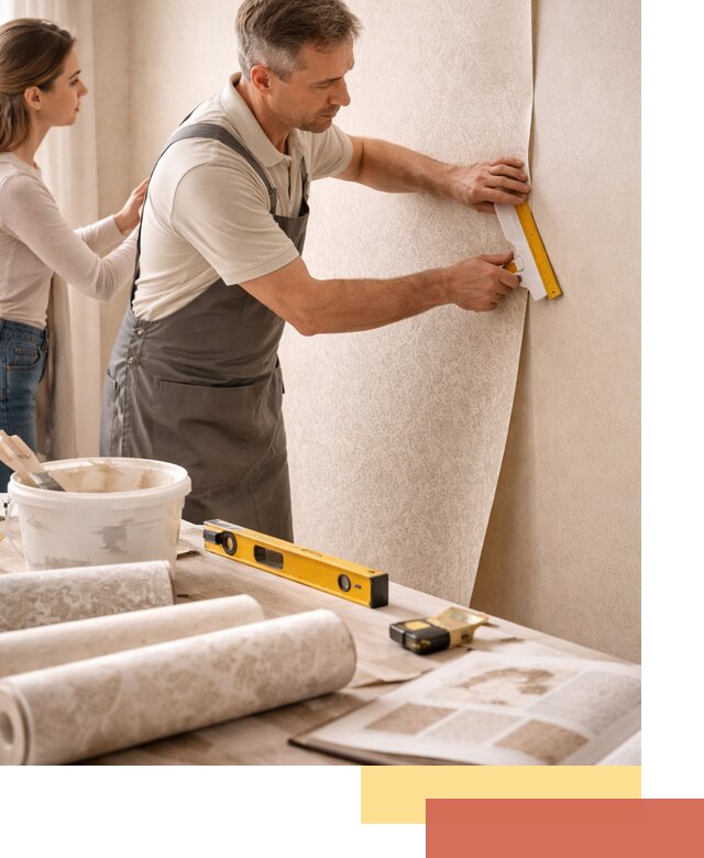 Поклейка обоев с подбором рисунка в Вичуге