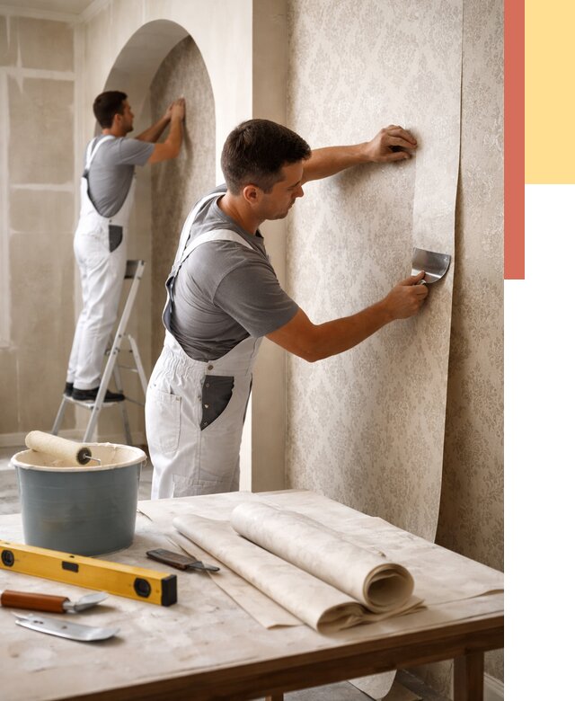 Поклейка обоев на сложные стены в Вичуге от 2845 руб. под ключ | ОТДЕЛОЧНИК-Вчг