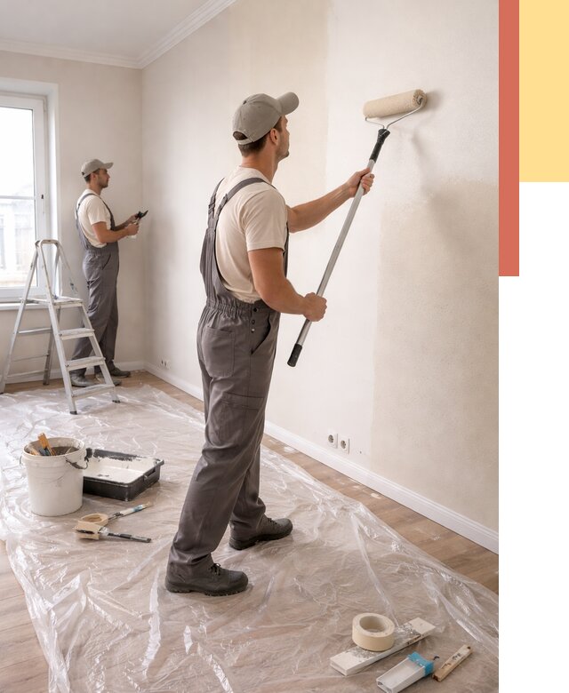 Покраска стен акриловой краской в Вичуге от 3556 руб./м² — быстро и недорого | ОТДЕЛОЧНИК-Вчг