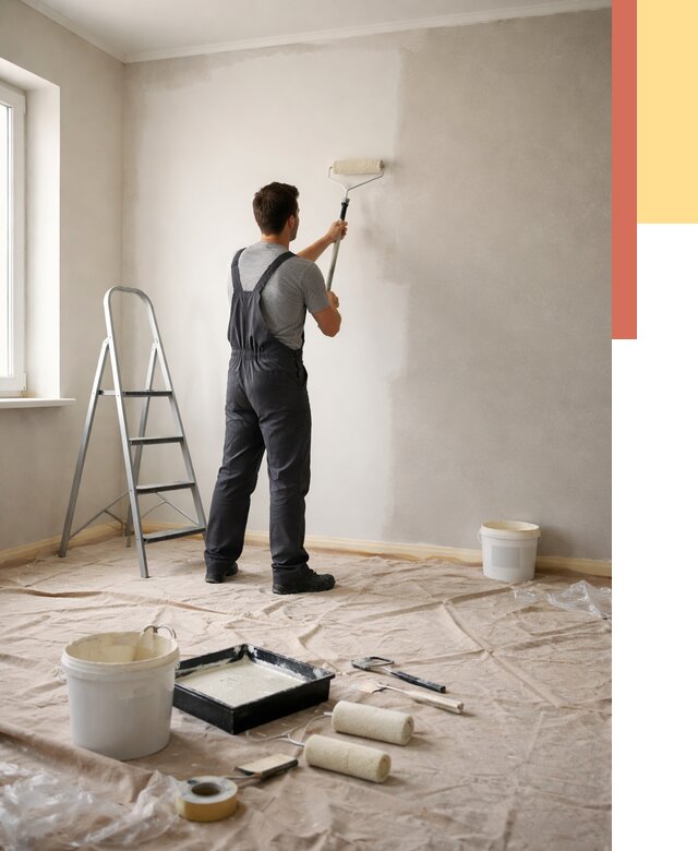 Покраска стен моющейся краской в Вичуге от 356 руб./м² — быстро и недорого | ОТДЕЛОЧНИК-Вчг