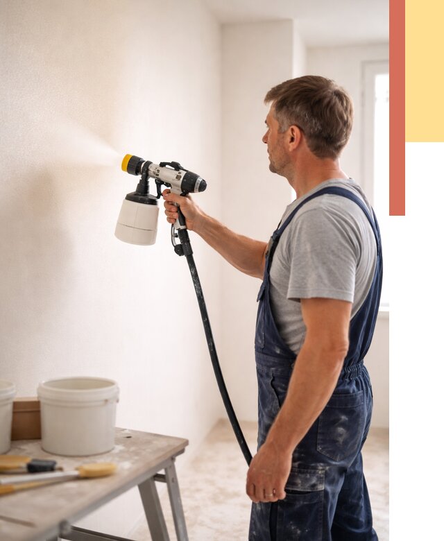 Покраска стен краскопультом в Вичуге от 7619 руб. — механизированная покраска | ОТДЕЛОЧНИК-Вчг