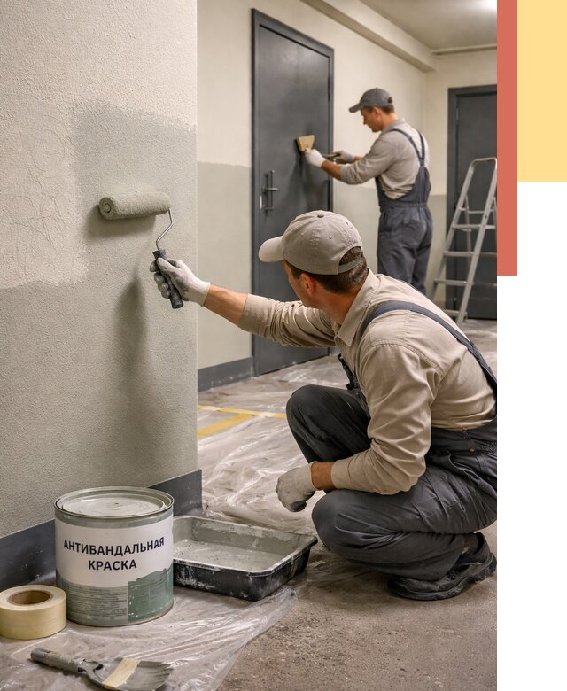 Покраска стен антивандальной краской в Вичуге от 4572 руб./м² под ключ | ОТДЕЛОЧНИК-Вчг