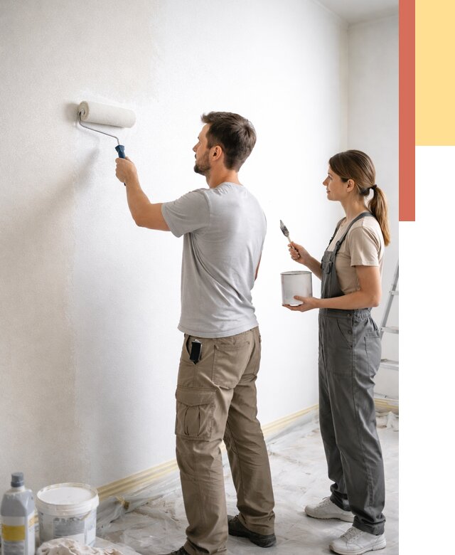 Окраска стен по стеклохолсту в Вичуге от 4572 руб/м² под ключ | ОТДЕЛОЧНИК-Вчг