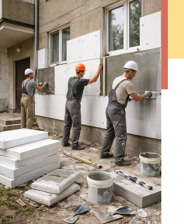 Утепление стен пенопластом в Вичуге от 1778 руб. — недорого и под ключ | ОТДЕЛОЧНИК-Вчг