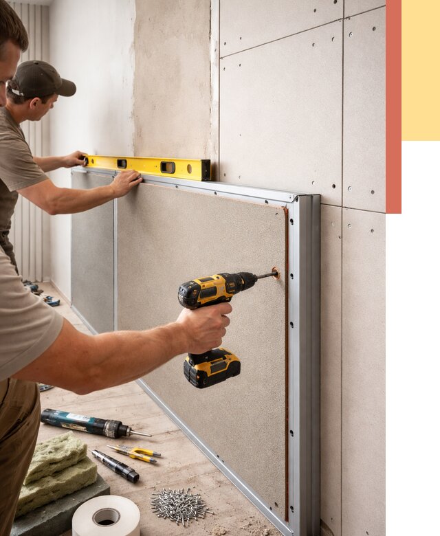 Шумоизоляция стен панелями ЗИПС в Вичуге от 2235 руб./м² под ключ | ОТДЕЛОЧНИК-Вчг