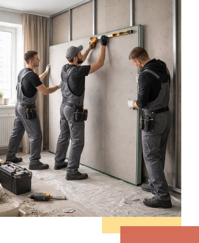 Шумоизоляция стен панелями ЗИПС в Вичуге для жилых и коммерческих помещений