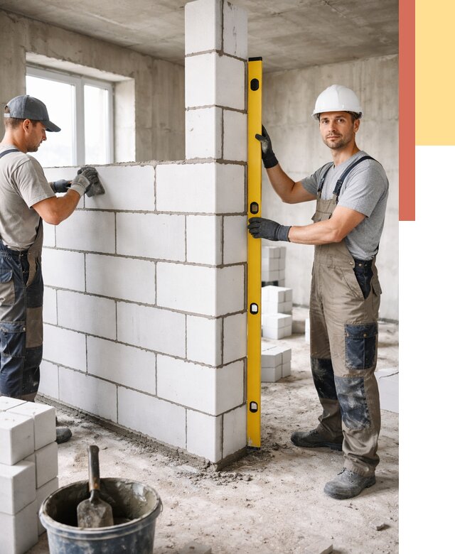 Кладка перегородок из пеноблока в Вичуге от 1829 руб. под ключ | ОТДЕЛОЧНИК-Вчг