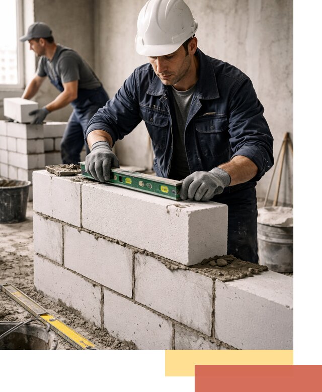 Кладка перегородок из пеноблока под ключ в Вичуге