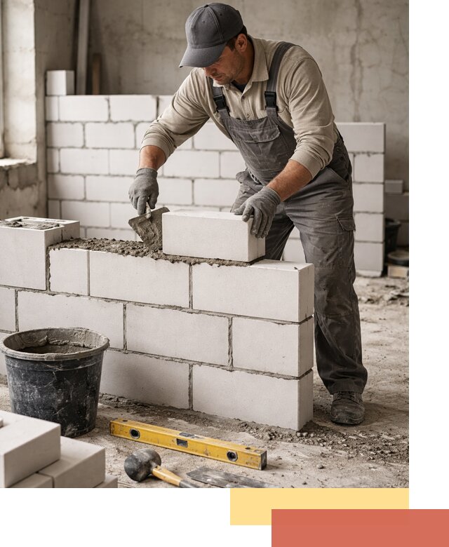 Кладка перегородок из силикатного блока в Вичуге