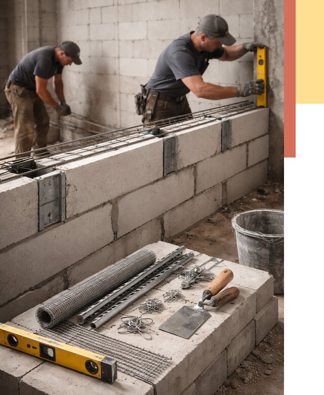 Армирование кладки перегородок в Вичуге от 762 руб. под ключ | ОТДЕЛОЧНИК-Вчг