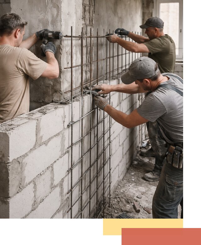 Армирование кладки перегородок в Вичуге профессионально и надёжно
