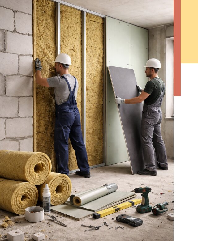 Шумоизоляция перегородок из блоков в Вичуге от 1879 руб./м² — быстро и недорого | ОТДЕЛОЧНИК-Вчг