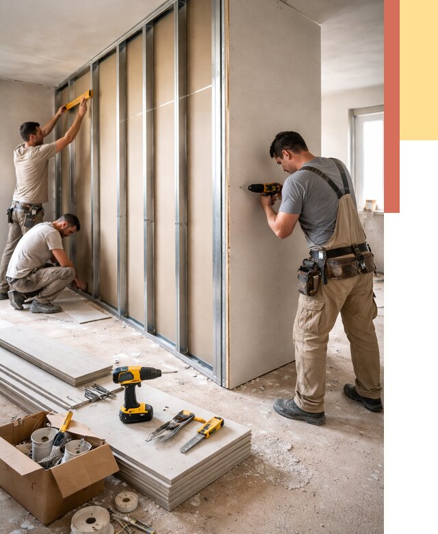 Монтаж однослойной перегородки из гипсокартона в Вичуге от 660 руб. | ОТДЕЛОЧНИК-Вчг