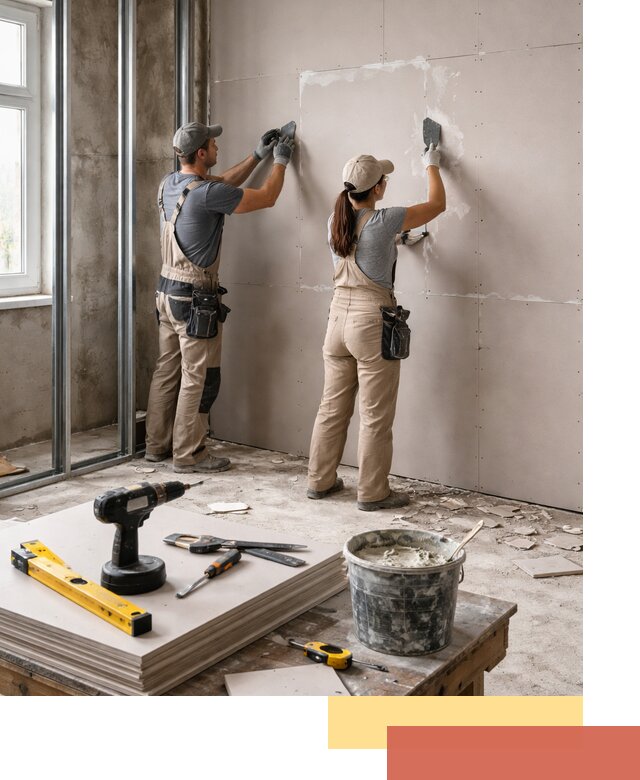 Монтаж двухслойной перегородки из гипсокартона в Вичуге