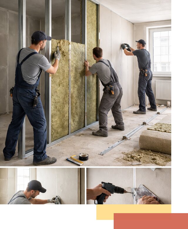 Перегородка из гипсокартона с шумоизоляцией в Вичуге — монтаж под ключ