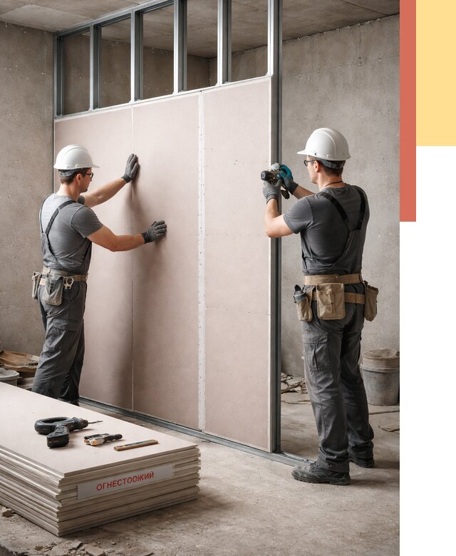 Перегородка из огнестойкого гипсокартона в Вичуге от 1879 руб. под ключ | ОТДЕЛОЧНИК-Вчг