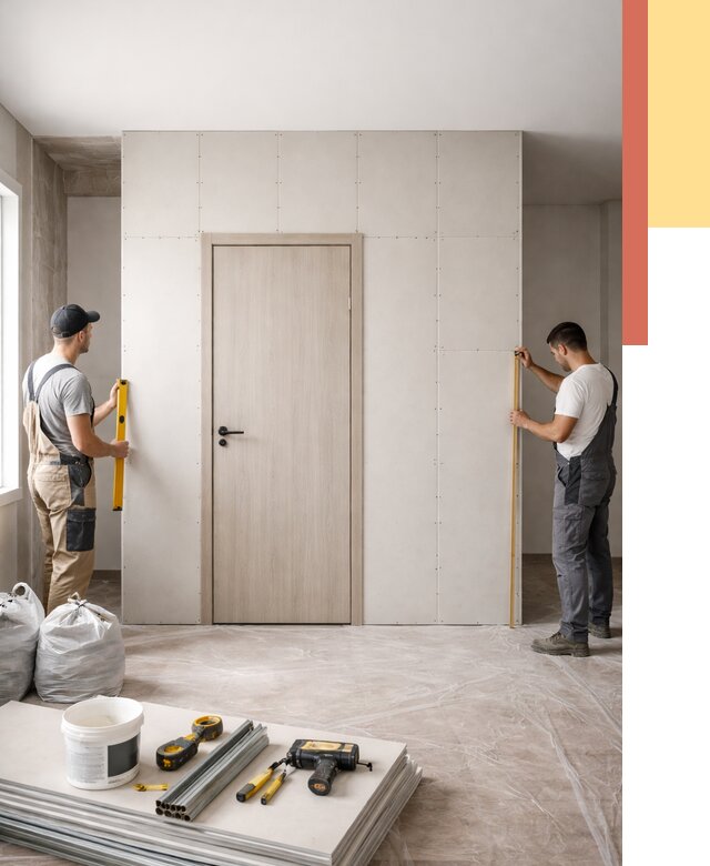 Перегородка из гипсокартона с дверью в Вичуге от 4572 руб. под ключ | ОТДЕЛОЧНИК-Вчг