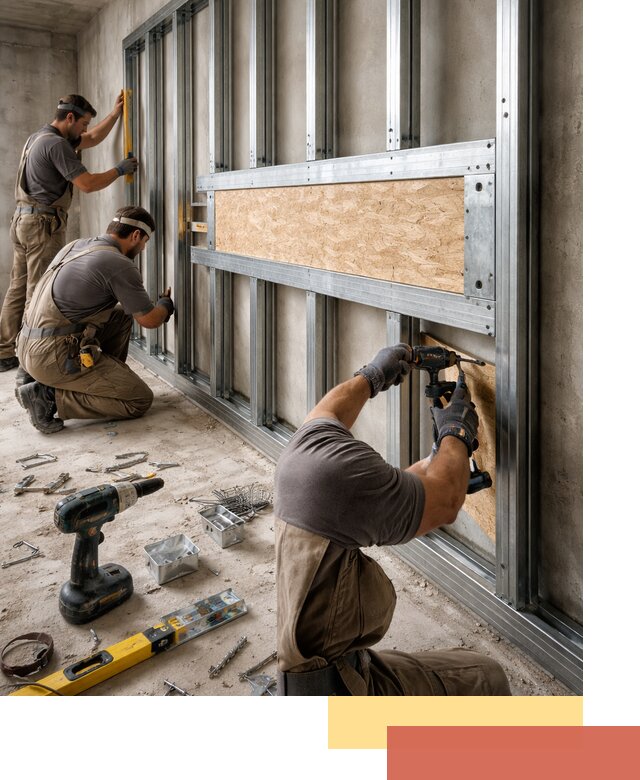 Усиленная перегородка для крепления тяжёлых конструкций в Вичуге