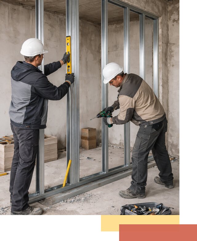 Монтаж каркаса перегородки из профиля в Вичуге