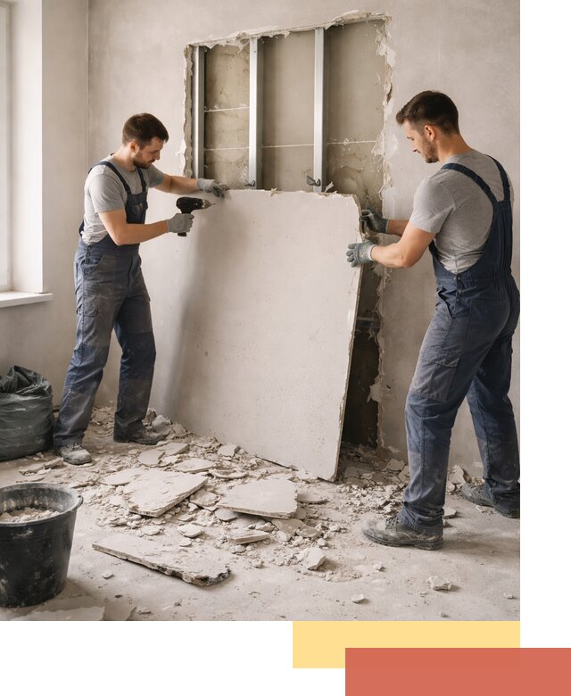 Демонтаж перегородки из гипсокартона в Вичуге быстрый и аккуратный