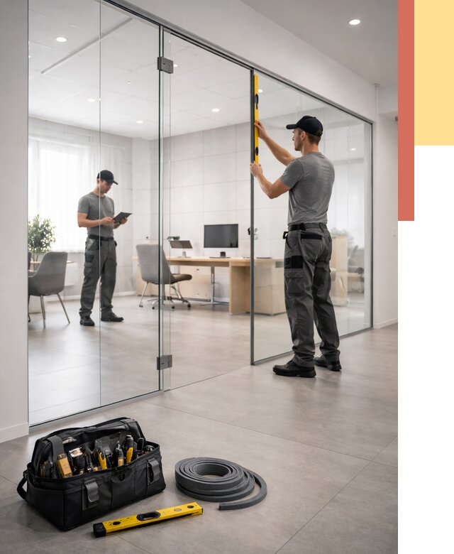 Цельностеклянные перегородки под ключ в Вичуге от 9651 руб. — монтаж и цены | ОТДЕЛОЧНИК-Вчг