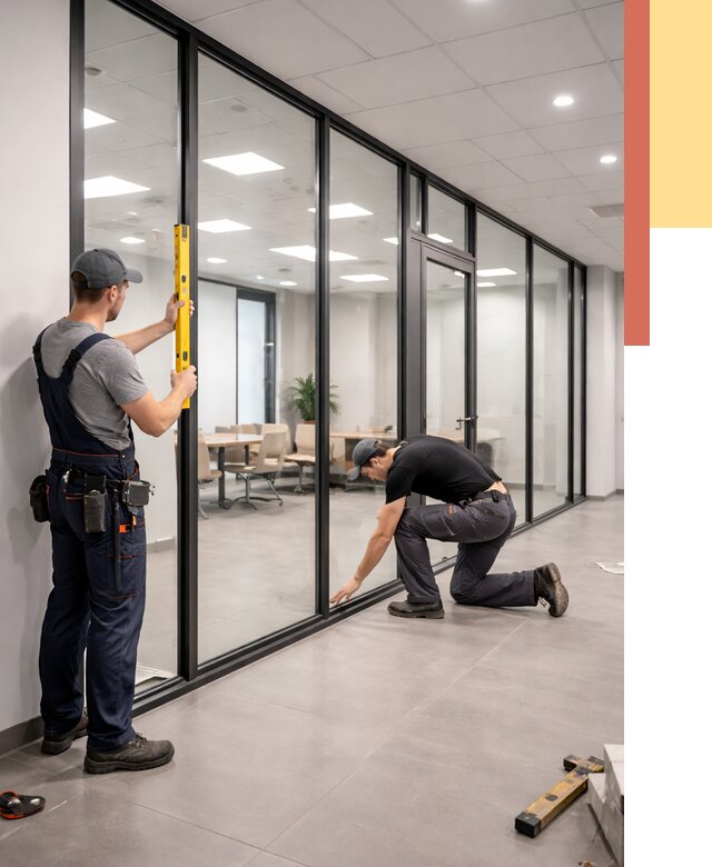 Каркасные стеклянные перегородки в Вичуге под ключ от 9346 руб. | ОТДЕЛОЧНИК-Вчг