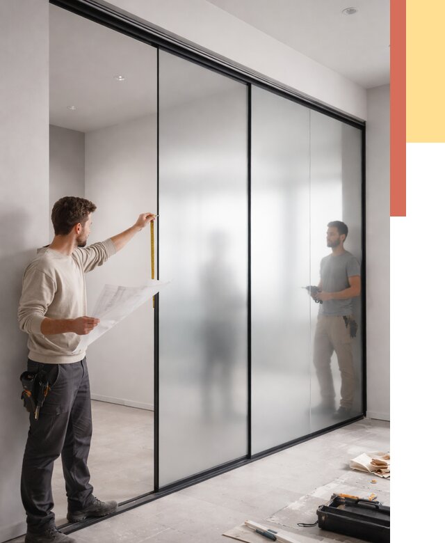 Матовые стеклянные перегородки в Вичуге от 8635 руб. — монтаж и установка | ОТДЕЛОЧНИК-Вчг