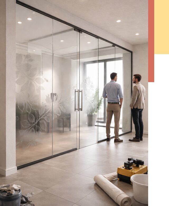 Стеклянные перегородки с рисунком в Вичуге от 12699 руб. монтаж и нанесение | ОТДЕЛОЧНИК-Вчг