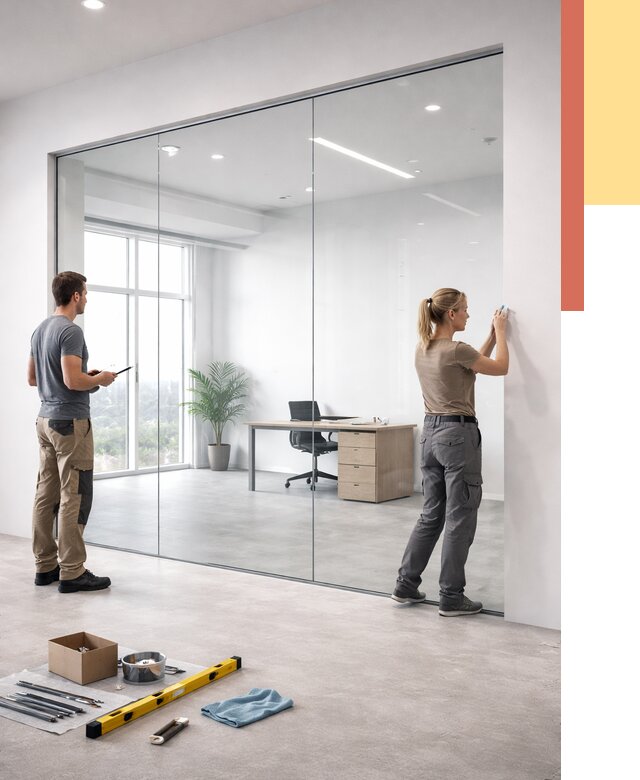 Перегородки из закаленного стекла в Вичуге от 9651 руб. под ключ | ОТДЕЛОЧНИК-Вчг