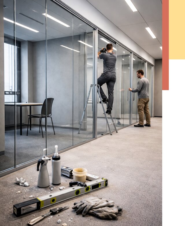 Стеклянные офисные перегородки в Вичуге от 8635 руб. — монтаж и установка | ОТДЕЛОЧНИК-Вчг