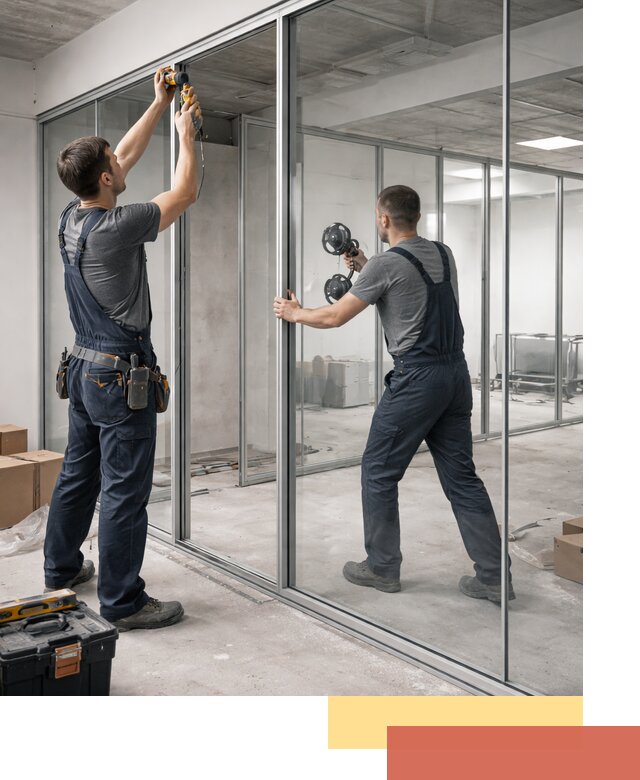 Алюминиевые перегородки со стеклом в Вичуге — изготовление и монтаж